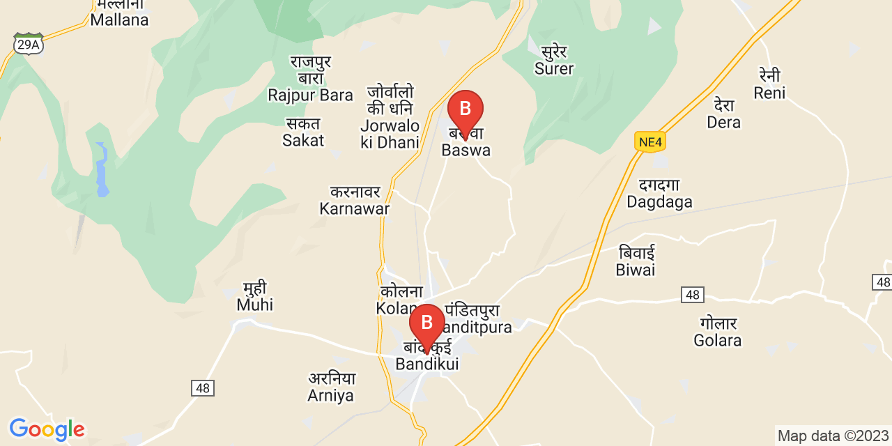 Bandikui - Baswa map