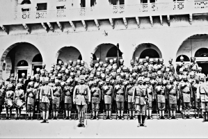 Karauli Princely state picture of H.H.Maharaja Ganesh Pal ji Deo Bahadur Yadukul Chandra Bhal of Karauli with armed forces of state (Karauli)