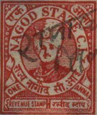 Nagod state revenue stamp of one anna (Nagod)