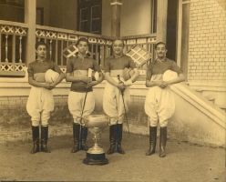 Rajpipla Polo Team 1943, comprising (from left) Maharajkumar Indrajeet Singhji, Yuvraj Rajendra Singhji, Maharaja Sir Vijaysinhji and Maharajkumar Pramod Singhji