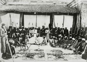 Maharaja Raghavendra Singh of Nagod in 1860 where all the parihar sardar are present in his durbar (Tikuri)
