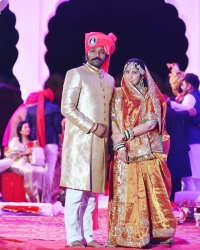 Kunwar Pushpendra Singhji Of Ajabgarh with wife Kunwrani Ishani Kumari of Surendra Nagar (Ajabgarh)