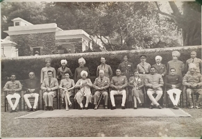 HH Sawai Maharaja BHOPAL SINGH Sahib Bahadur With Raja Bahadur Narinder Singh Ji is second from right next to him is Maharaj Charkhari And Maharaja Yadavindra Singh ju Deo of Panna