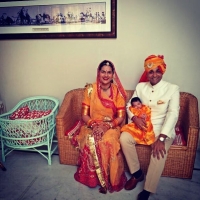Kunwar Abhimanyu Singh with his wife Kunwarani Sanyukta Singh and his daughter Meera Kumari