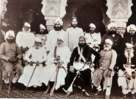 Seated fourth from right is Thakur Chain Singh of Asop - source: The Story of Jodhpur Lancers By Brig. M.S Jodha (Asope)
