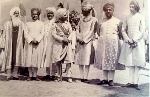 Left to Right : Raja Ravi Sher Singh, Raja Durga Singh of Baghat State, Raja Bhagat Chand, Raja Anand, Raja Jogender Sen, Raja Hemender Sen, Raja Dalip Singh of Dhami