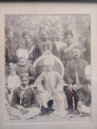 Raja Durga Singh, Kanwar Amar Singh to the left with Kanwar Hari Singh in his lap, Kanwar Amar Singh was Raja Durga Singh's real chacha and Kanwar Hari his 1st cousin (Baghat)