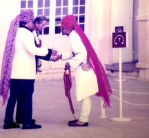 Thakur Bhawani Singh being introduce to Prince Charles by Maharaja Gaj Singhji of Marwar on 2nd November 2003 at Mehrangarh Fort Jodhpur (Bagri)
