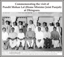 Pundit Mohan Lal (Home Minister Joint Punjab) visiting Dhingsara.