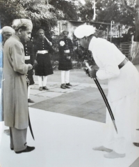 Rajadhiraj Shri Hemendra Singh Sahib of Banera with HH Maharana Shri Bhagwat Singh Sahib Hindua Suraj Hindupati of Udaipur-Mewar.