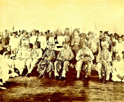From left to right: Maharana Ranjitsinhji of Barwani, Maharaj Kishorsinhji, Maharaj Pravinsinhji, Maharawal Pratapsinhji, Yuvaraj Indrasinhji, Maharaj Natvarsinhji (Bansda)