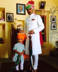 Rawat Tribhuwan Singh Rathore with his son Dhruvraj Singh Rathore (Barmer)