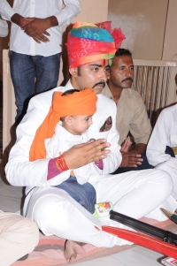 Rawat Tribhuwan Singh Rathore with his son Dhruvraj Singh Rathore (Barmer)