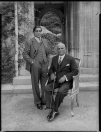 Maharaja Sayajirao Gaekwad with his grandson, the later Maharaja Pratapsinhrao Gaekwad, 1934 (Baroda)