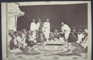 Maharani of Baroda Jamna Bai during a religious ritual in early 1870's