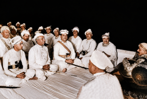 A timeless royal gathering on Dussehra His Highness Maharana Bhupal Singh Ji of Mewar with the Sixteen Umra In the first row on the right sits Rao Saheb Nahar Singh Ji of Bedla
