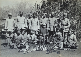 Manohar Singh Bedla sitting on the right side of Maharana Bhupal Singh Ji