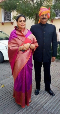 Maharaja Mahendra Aridaman Singh Bhadawar with his wife Maharani Pakshalika Singh Ji