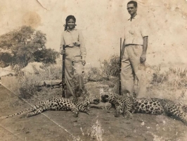 Maharaja Ripudaman Singh Bhadawar during a Leopard hunt
