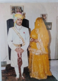 Kunwar Vikramaditya Singh Ji with Kunwarrani Yogeshwari Kumar, first visit at Fort Bijoliya Mewar