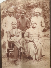 Sitting  L-R - Col.Bhadur Singh Ji of Isarda and Rao Sawai Kesheri Singh Ji Bijolian, Standing L-R - Bavjiraj Goverdhan Singh Ji, Bavjiraj Madan Singh Ji, Bavjiraj Vijay Singh Ji (Bijolian)