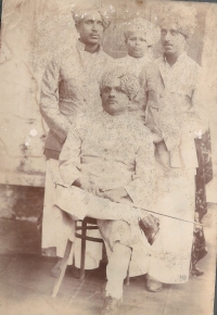 Rao Swai Kesheri Singh Ji Bijolian (Sitting), From L-R  Bavjiraj Goverdhan Singh Ji, Kunwar Chandravir Singh Ji and Bavjiraj Vijay Singh Ji