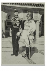 H.H. Maharaja Sri Sadul Singh of Bikaner with Lord Mountbatten at Lallgarh Palace, Bikaner