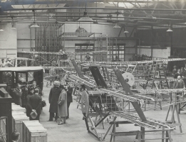 H.M. King George V and H.M. Queen Mary, accompanied by H.H. Maharaja Shri Ganga Singh of Bikaner, visit the Sopwith Aviation Company