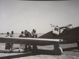 HH Maharaja Ganga Singhji of Bikaner receiving guests at Nal Air strip, during Golden Jubilee Celebrations