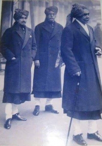 His Highness Maharaja Ganga Singh ji of Bikaner with his Son MK Bijay Singh Ji in back and Noble of Bikaner in London during Round Table Conference 1931