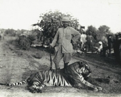 Maharaja Ganga Singh of Bikaner with tiger, c.1910