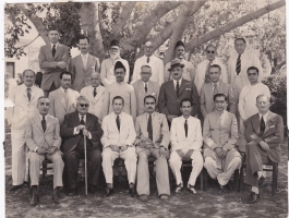 H.H.Raja Anand Chand sitting third from right with Mayo College Teaching Staff (Bilaspur)