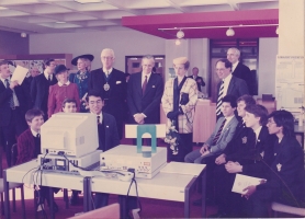 H.H.Raja Gopal Chand demonstrating on Internet in front of Her Royal Highness Princess Anne, Lord Mayor, Lady Mayor, Head Master of City of London School for boys