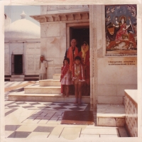 H.H.Raja Sir Anand Chand,H.H.Rani Lady Sudarshana Chand, Tika Gopal Chand, Rajkumari Sunanda Chand at Naina Devi Temple of Bilaspur