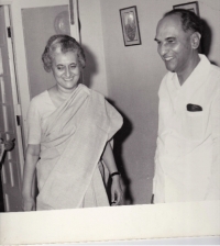 Prime Minister Indira Gandhi and H.H.Raja Sir Anand Chand in Parliamentary Bunglaw, Delhi