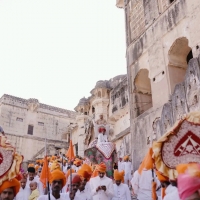 H.H Maharajadhiraj Hadendra Shiromani Maharao Maharaja Vanshvardhan Singh Ji Hada Chauhan of Bundi riding on an elephant in Bundi's Garh Palace (Bundi)