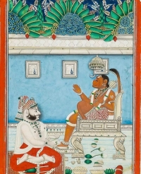 Maharao Raja Shri Vishnu Singh Ji Hada Chauhan of Bundi State worshiping Lord Shri Hanuman Ji Maharaj (Bundi)