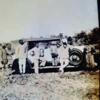 Rao Uday Singhji of Chadawad with Raja Pancham Singhji of Pahargarh, Thakur Sahab Deepakheda, back side 1924 Morris Garage J2 Chadawad estate car. (Chadawad)