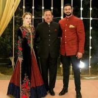 Arunoday Singh with his wife Lee Elton and father Ajay Singh