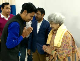 Kumar Supriya Narayan of Cooch Behar welcoming Rajkumari Uttara Devi of Cooch Behar later Maharani of Kota at Cooch Behar