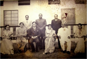 Maharaja Jagaddipendra Narayan with his younger brother Maharajkumar Indrajitendra Narayan and members of the Pithapuram family, following Indrajitendra's wedding with Kamala Devi