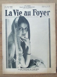 Maharani of Cooch Behar Indiraraje on the cover of a French magazine La Vie au Foyer,  July 1936 issue