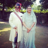 Thakur Mahipal Singhji with his wife Thakurani Durgeshwari Kumari of Daspan (Daspan)