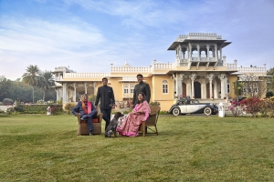 Thakur Shatrunjai Singh and Thakurani Bhavna Kumari (Ghanerao) with their two sons Kunwar Mahadhriti Singh and Kunwar Bhagyaditya Singh at Dev Shree, Deogarh