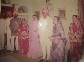 H.H Maharaja Gaj Singh Ji, Rajmata Krishna Kumari Ji and H.H Maharani Hemlata Rajye Ji of Marwar at Dhamli Wedding (Dhamli)