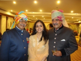 Princess Prakriti with Brig. KP Singhdeo, Raja Sahab Dhenkanal and Maharaja Gaj Singh of Jodhpur