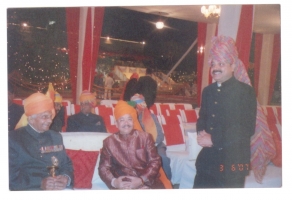 Raja Sahab Dompada with the Late Maharaja Bhawani Singh of Jaipur and Late Pattayet Saheb of Kalahandi Bikram Keshari Deo (Dompada)