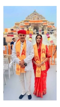 H.H. Maharawal Shri Harshvardhan Singhji Bahadur and H. H Maharani Raj Rajeshwari Priyadarshini Kuwar Bai Sahiba at Ram Mandir