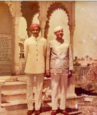HH Rai-i-Rayan Maharawal Shri Sir LAKSHMAN SINGH Bahadur with his grandson Tikka Raja Harshavardhan Singh Saheb (now H.H Maharawal)