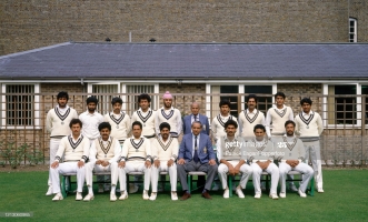 Maharaj Raj Singhji of Dungarpur with the India Cricket Team